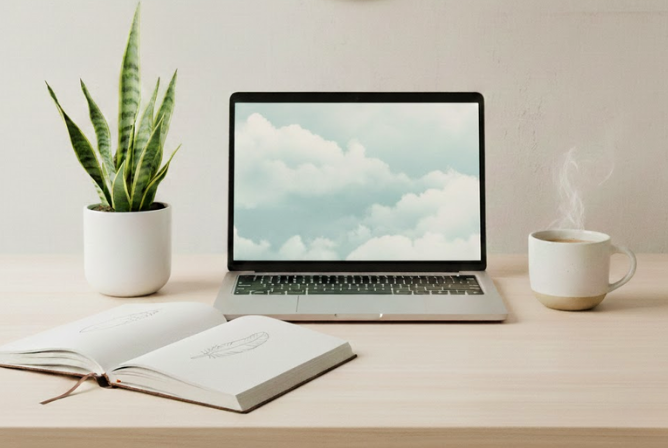 Home laptop cafe cuaderno