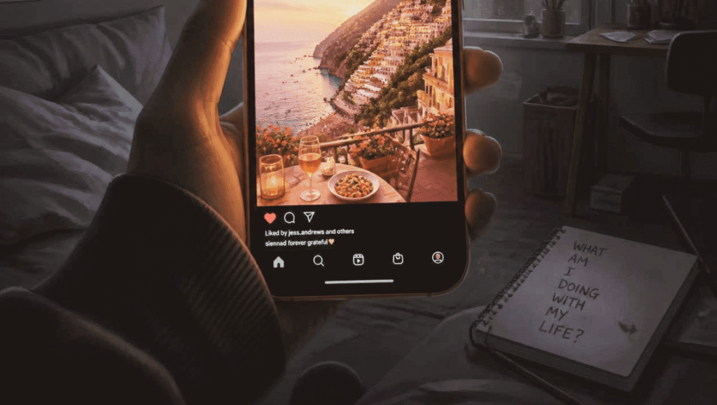 Diferencia entre la vida cotidiana y la imagen idealizada de las redes sociales